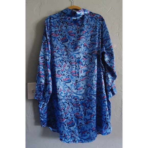 Sexy Sensual Cacique  Nightgown Women 18/20 Blue/floral Button Down Chemise. - Picture 6 of 11